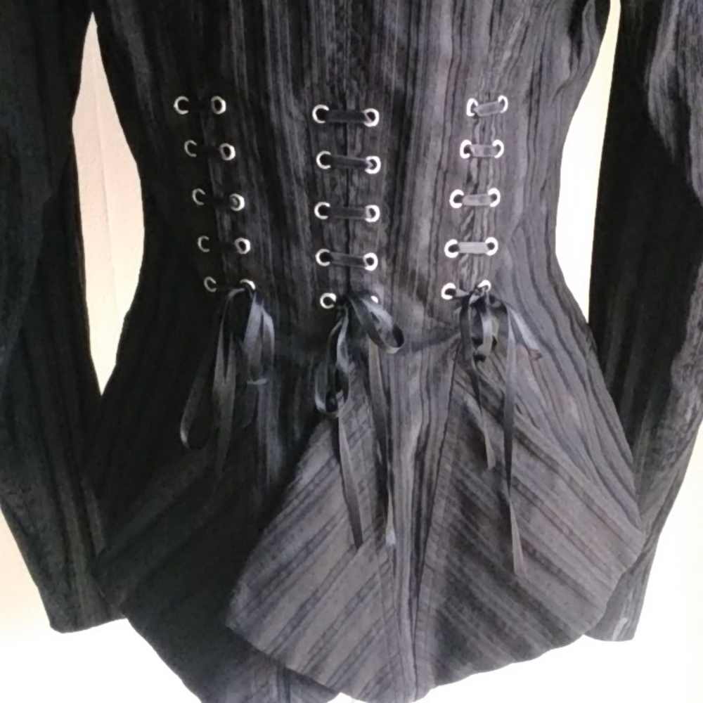 Just Cavalli Black Pinstripe Lace-Up Waist Blazer Absolutely Stunning!!!! - Picture 2 of 9